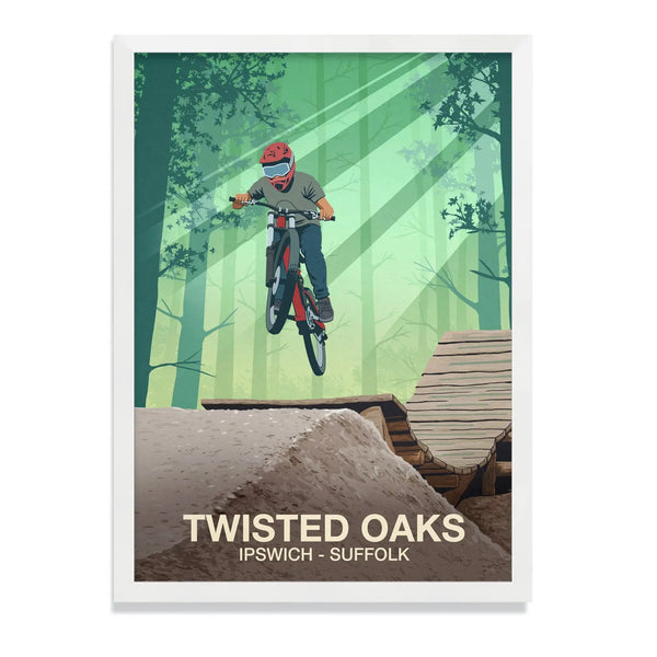 Twisted Oaks Mountain Bike Poster - Ski Poster & Art Prints - Shop Online | Steve Ash Illustration