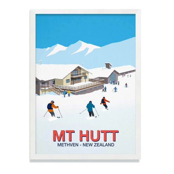 Mt Hutt framed ski poster