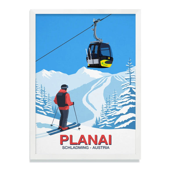 Planai ski resort poster Steve Ash illustration
