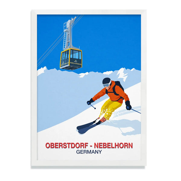Oberstdorf - Nebelhorn ski resort poster Steve Ash illustration