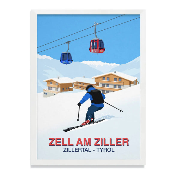Zell Am Ziller Ski Resort Poster Steve Ash illustration