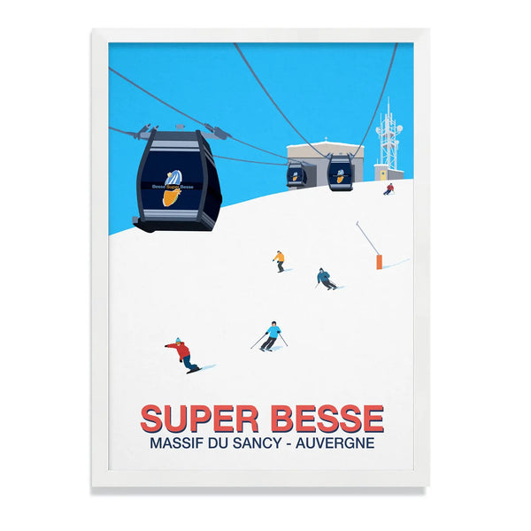 Super Besse Ski Resort Poster Steve Ash illustration