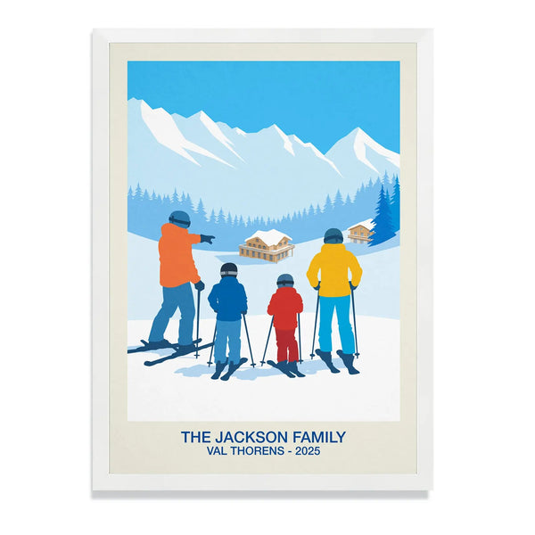 Personalised Family Ski Run Poster Steve Ash illustration