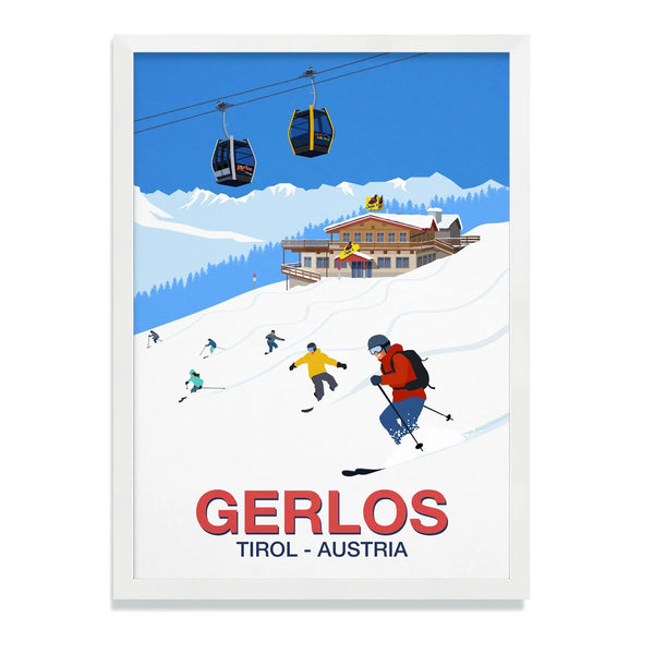 Gerlos ski resort poster Steve Ash illustration