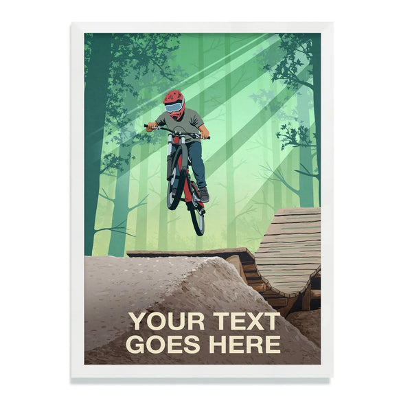 Personalised Boy Mountain Biking Poster - Ski Poster & Art Prints - Shop Online | Steve Ash Illustration