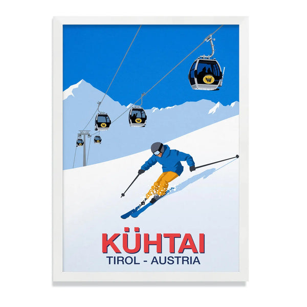 Kuhtai ski resort poster - Ski Poster & Art Prints - Shop Online | Steve Ash Illustration