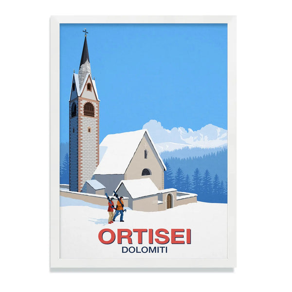Ortisei Ski Poster Steve Ash illustration