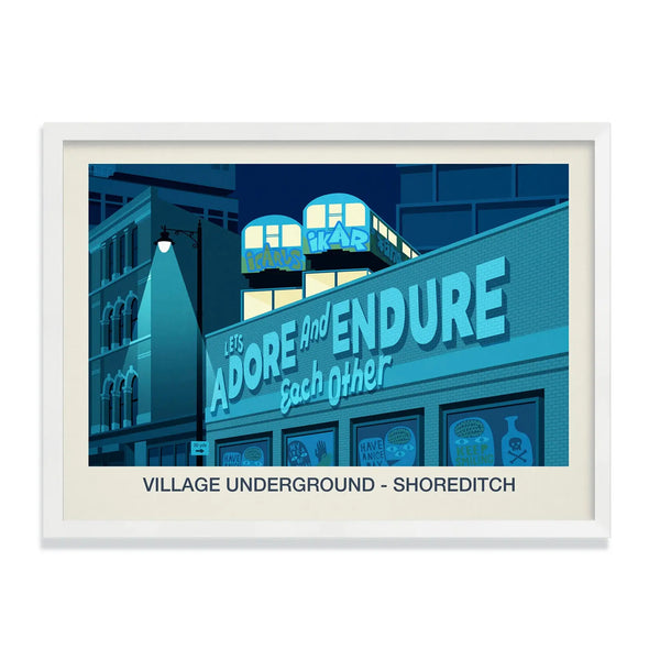VILLAGE UNDERGROUND VENUE POSTER Steve Ash illustration