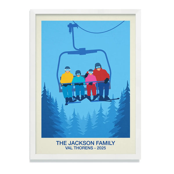 Personalised Family Ski Lift Poster
