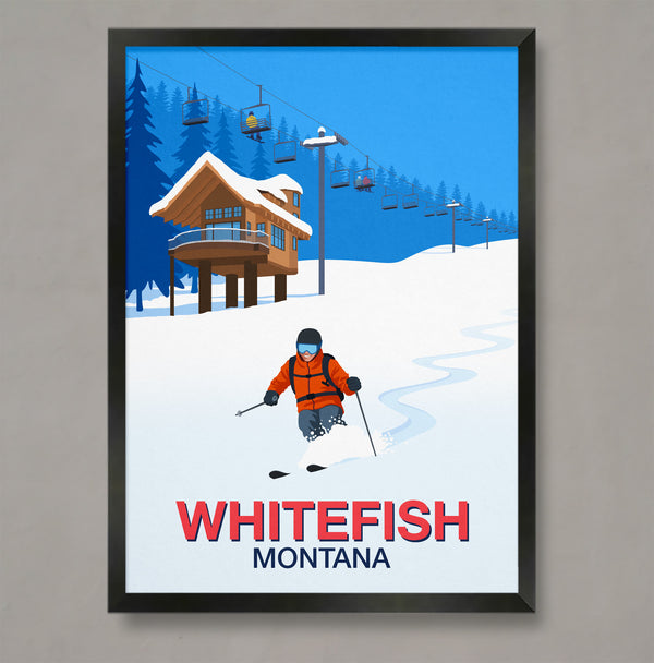 Whitefish ski resort poster