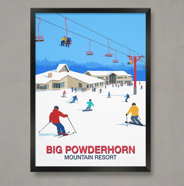 Big Powderhorn Mountain Resort Poster Steve Ash illustration