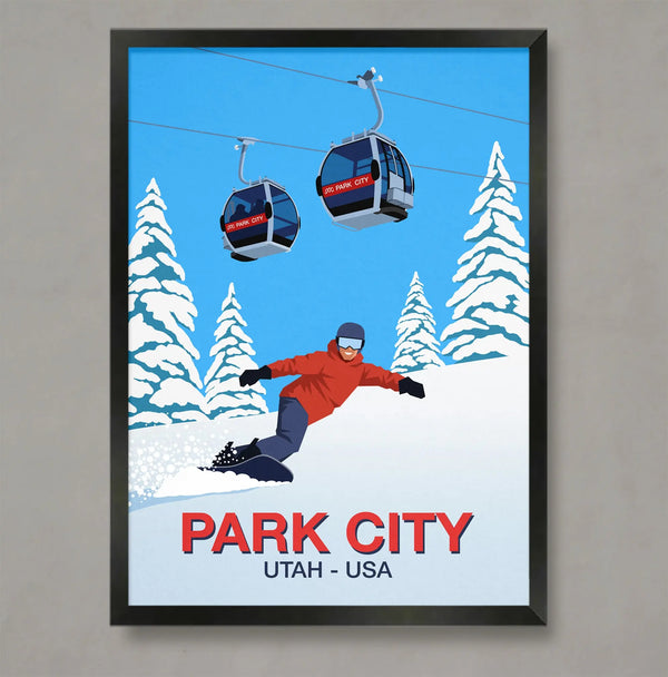 Park City Snowboard Poster Steve Ash illustration