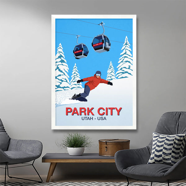 Park City Snowboard Poster Steve Ash illustration