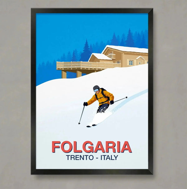 Folgaria Ski Poster Steve Ash illustration