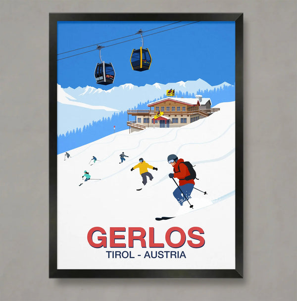 Gerlos ski resort poster Steve Ash illustration