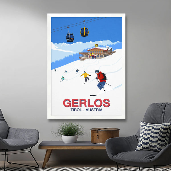 Gerlos ski resort poster Steve Ash illustration