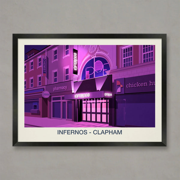 Inferno Nightclub Clapham Poster | London Nightlife Art Print Steve Ash illustration