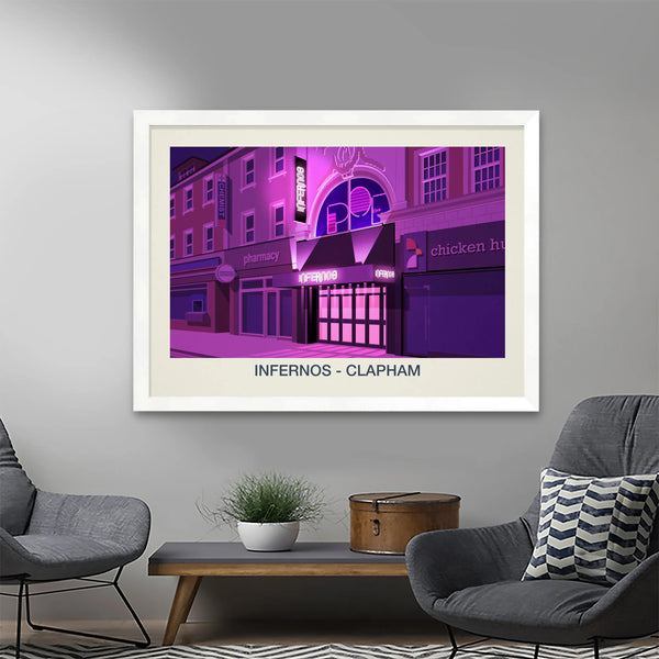 Inferno Nightclub Clapham Poster | London Nightlife Art Print Steve Ash illustration