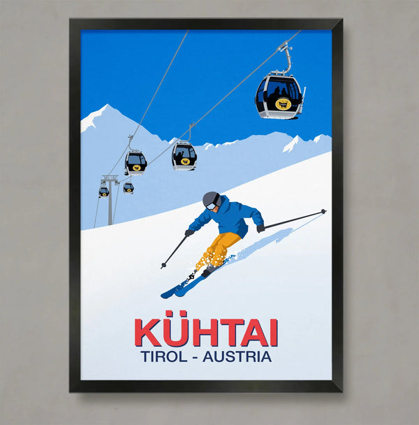 Kuhtai ski resort poster - Ski Poster & Art Prints - Shop Online | Steve Ash Illustration
