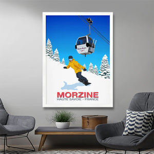 Morzine Snowboard Poster Steve Ash illustration