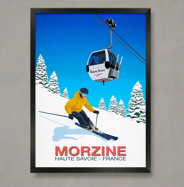 Morzine skier poster Steve Ash illustration