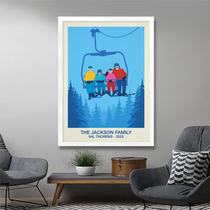 Personalised Family Ski Lift Poster - Ski Poster & Art Prints - Shop Online | Steve Ash Illustration