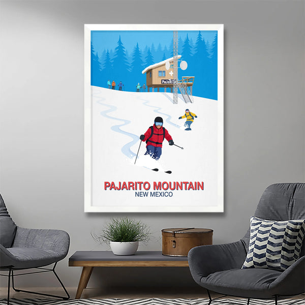 Pajarito Mountain ski poster Steve Ash illustration