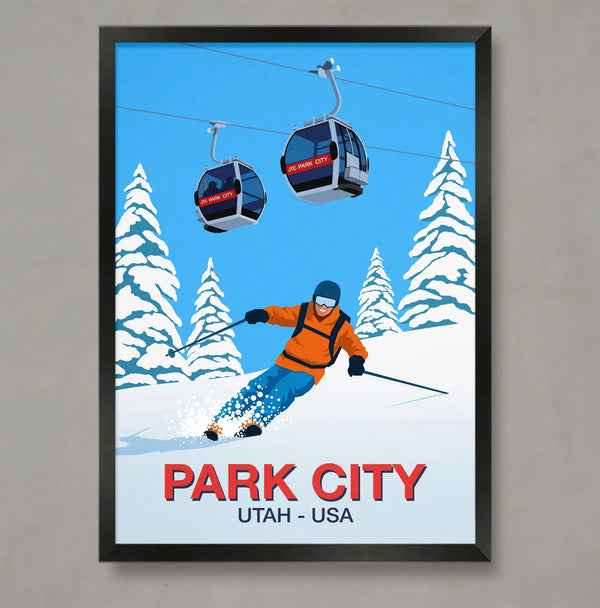 Park City skier poster Steve Ash illustration