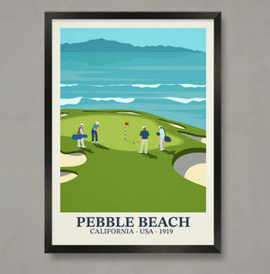 Pebble Beach Golf Poster Steve Ash illustration