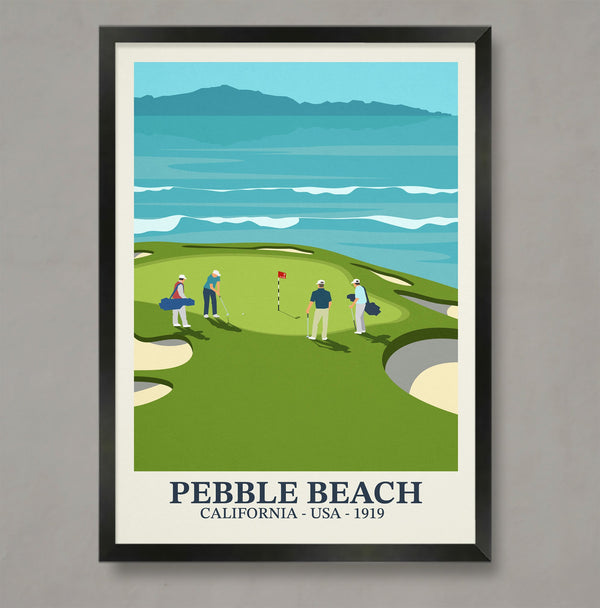 Pebble Beach Golf Poster Steve Ash illustration