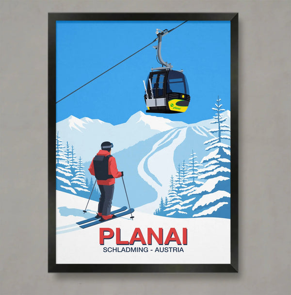 Planai ski resort poster Steve Ash illustration