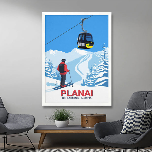 Planai ski resort poster Steve Ash illustration