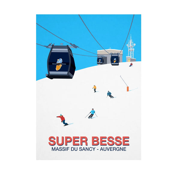 Super Besse Ski Resort Poster Steve Ash illustration