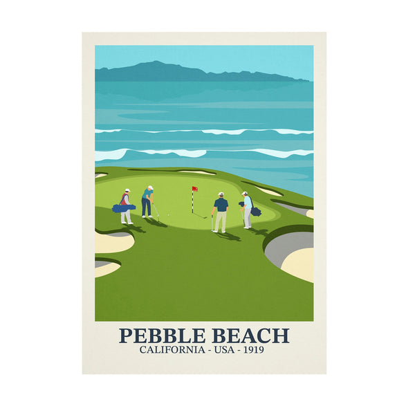 Pebble Beach Golf Poster Steve Ash illustration