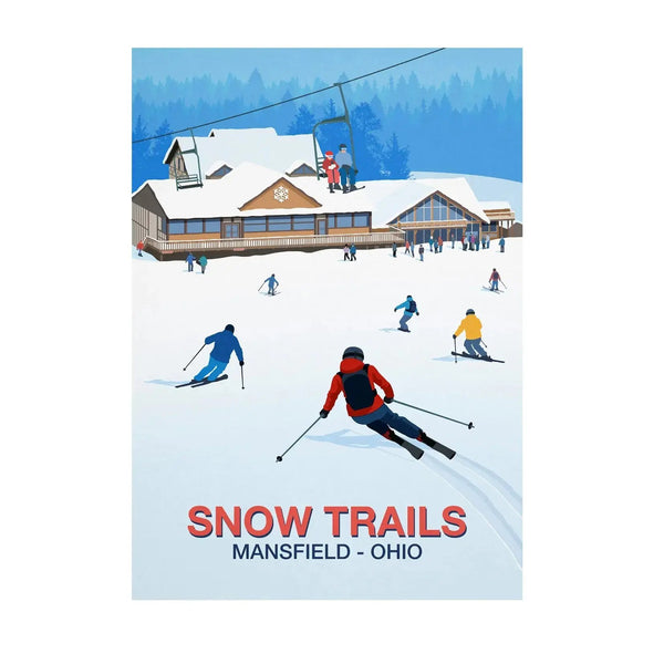 Snow Trails Ski Poster Steve Ash illustration