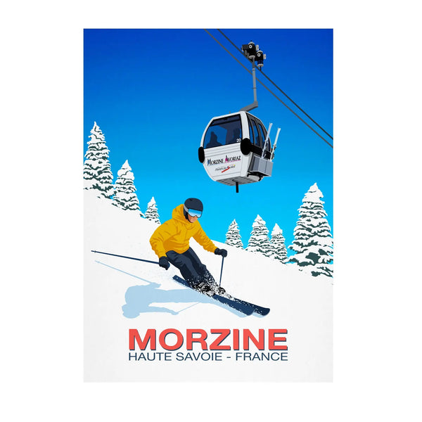 Morzine skier poster Steve Ash illustration