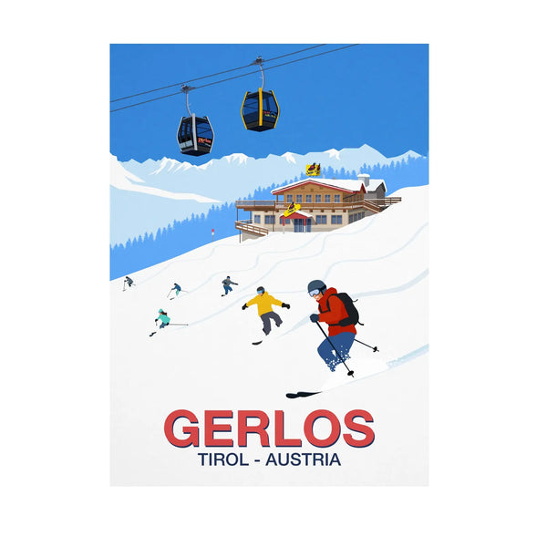 Gerlos ski resort poster Steve Ash illustration