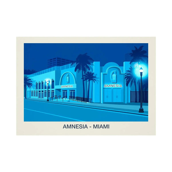 AMNESIA MIAMI NIGHTCLUB POSTER Steve Ash illustration