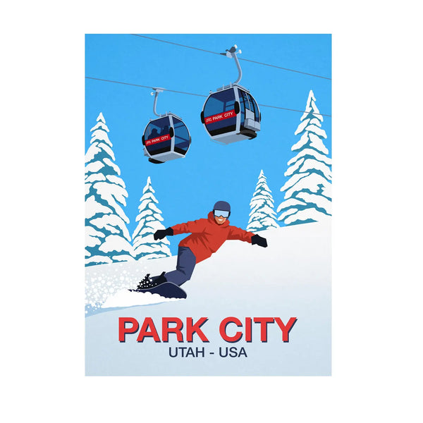 Park City Snowboard Poster Steve Ash illustration