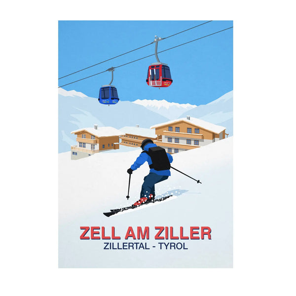 Zell Am Ziller Ski Resort Poster Steve Ash illustration