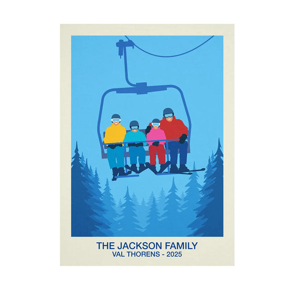 Personalised Family Ski Lift Poster