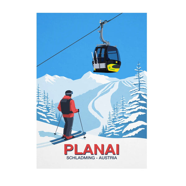 Planai ski resort poster Steve Ash illustration