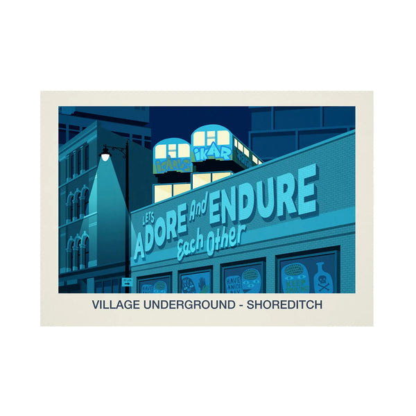 VILLAGE UNDERGROUND VENUE POSTER Steve Ash illustration