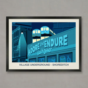 VILLAGE UNDERGROUND VENUE POSTER Steve Ash illustration