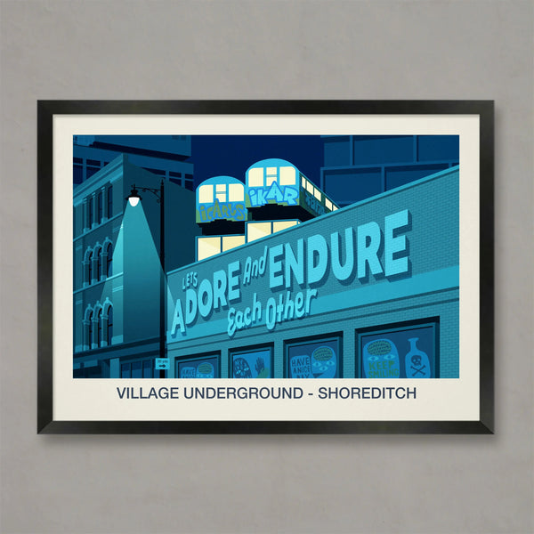 VILLAGE UNDERGROUND VENUE POSTER Steve Ash illustration
