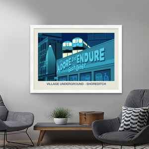VILLAGE UNDERGROUND VENUE POSTER Steve Ash illustration