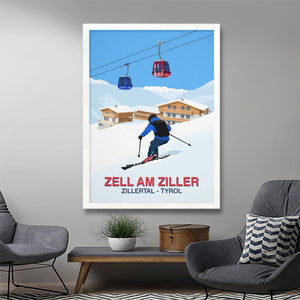 Zell Am Ziller Ski Resort Poster Steve Ash illustration