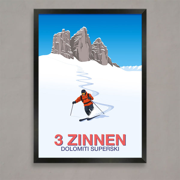 3 Zinnen Ski Poster
