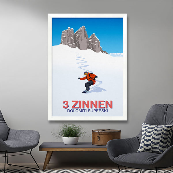3 Zinnen Snowboard Poster