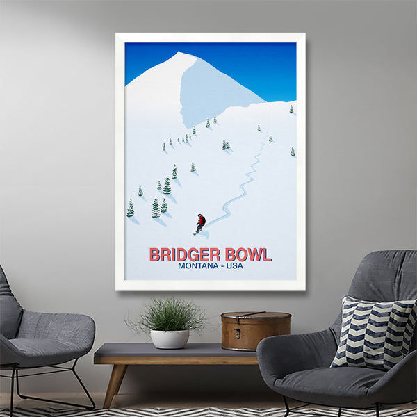 Affiche de planche à neige Bridger Bowl